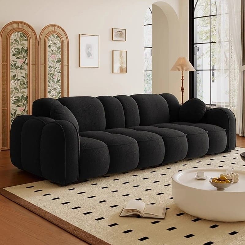 Minimalist Solid Color Standard Sofa Stain Resistant/Water Resistant Dove Grey/Auburn/Amber Color with 2 Pillows & Arm for 4-seater/Seats 3 thumbnail 1