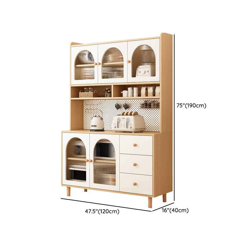 Scandinavian Wood Buffet 3 Cabinet Doors with Glass Interior Shelves thumbnail 29