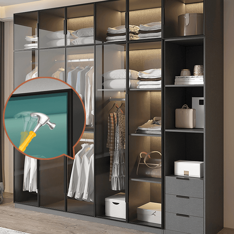 Ink Casual Lumber Wardrobe with Soft Close Door, Interior Shelves, and Hanging Rod thumbnail 8