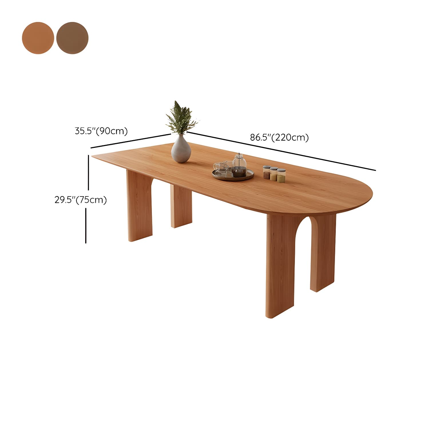 Scandinavian Wooden Oval Dining Table in Natural and Brown for Dining Room thumbnail 20