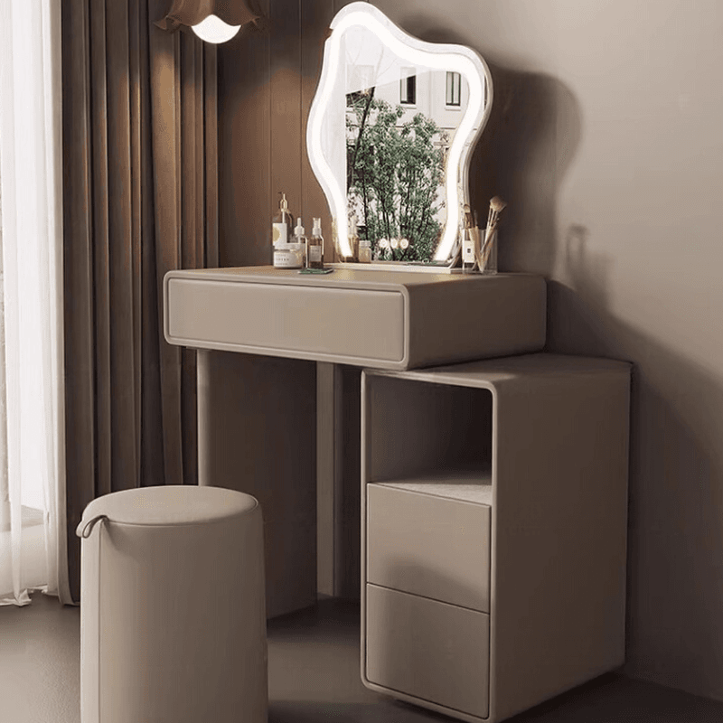 Multi-Purpose Tan Vanity Set with Lighting, Push-Pull, Adjustable Touch, and Adjustable Brightness thumbnail 1
