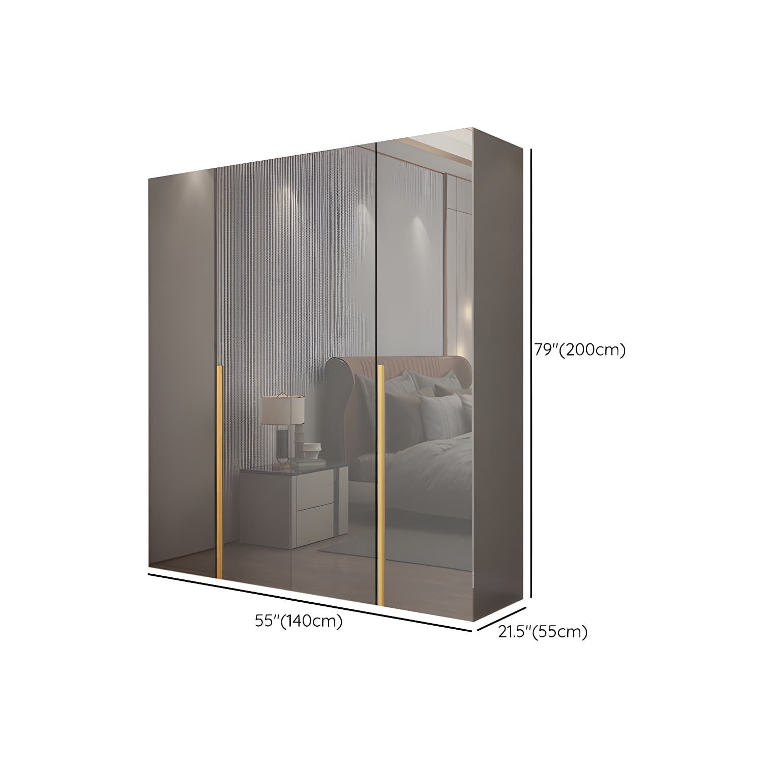 Engineered Wood Wardrobe Closet with Shelves Modern Wardrobe Cabinet for Home thumbnail 11
