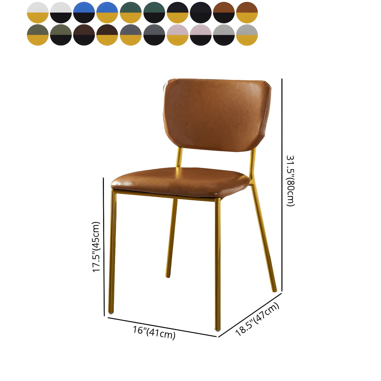 Nordic Style Dining Chairs Armless Open Back Stackable Chairs with Metal Legs thumbnail 21