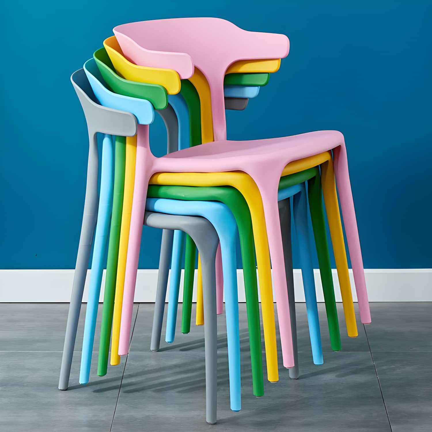 Glam Plastic Side Chair Matte Finish Open Back Dining Chair for Dinning Room thumbnail 24