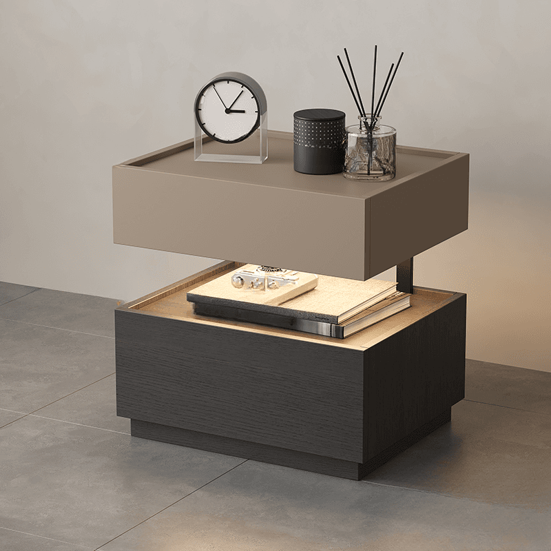 Organic Modern Nightstand With Drawer Organization with Particle Board Wood Countertop and Illuminating Lighting thumbnail 6