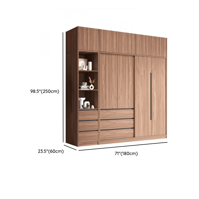 Modern Simple Style Sand Manufactured Wood Self-supporting Wardrobe with Soft Close Drawer, Interior Shelves & Soft Close Door thumbnail 26