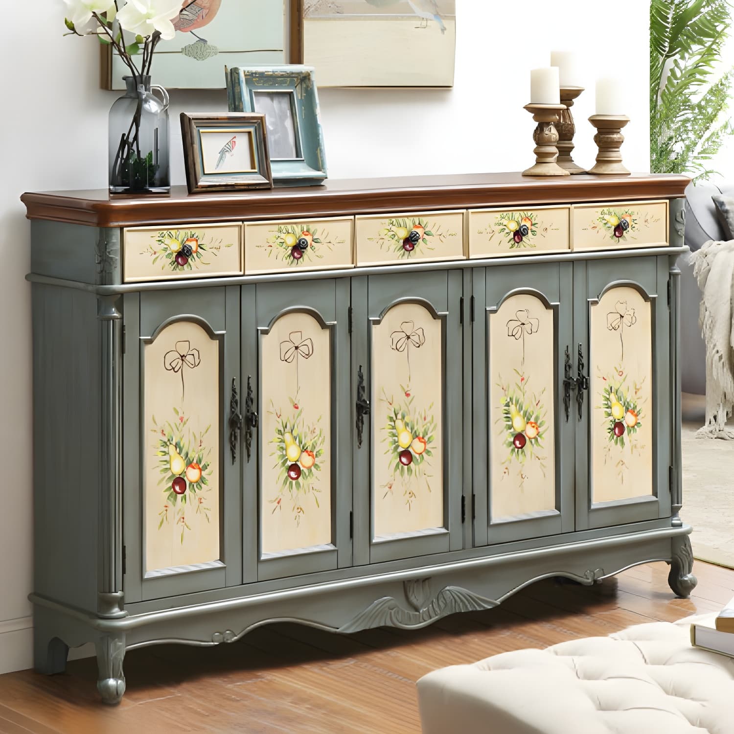 Glam Style Wood Sideboard with Drawers Dining Server for Kitchen thumbnail 9