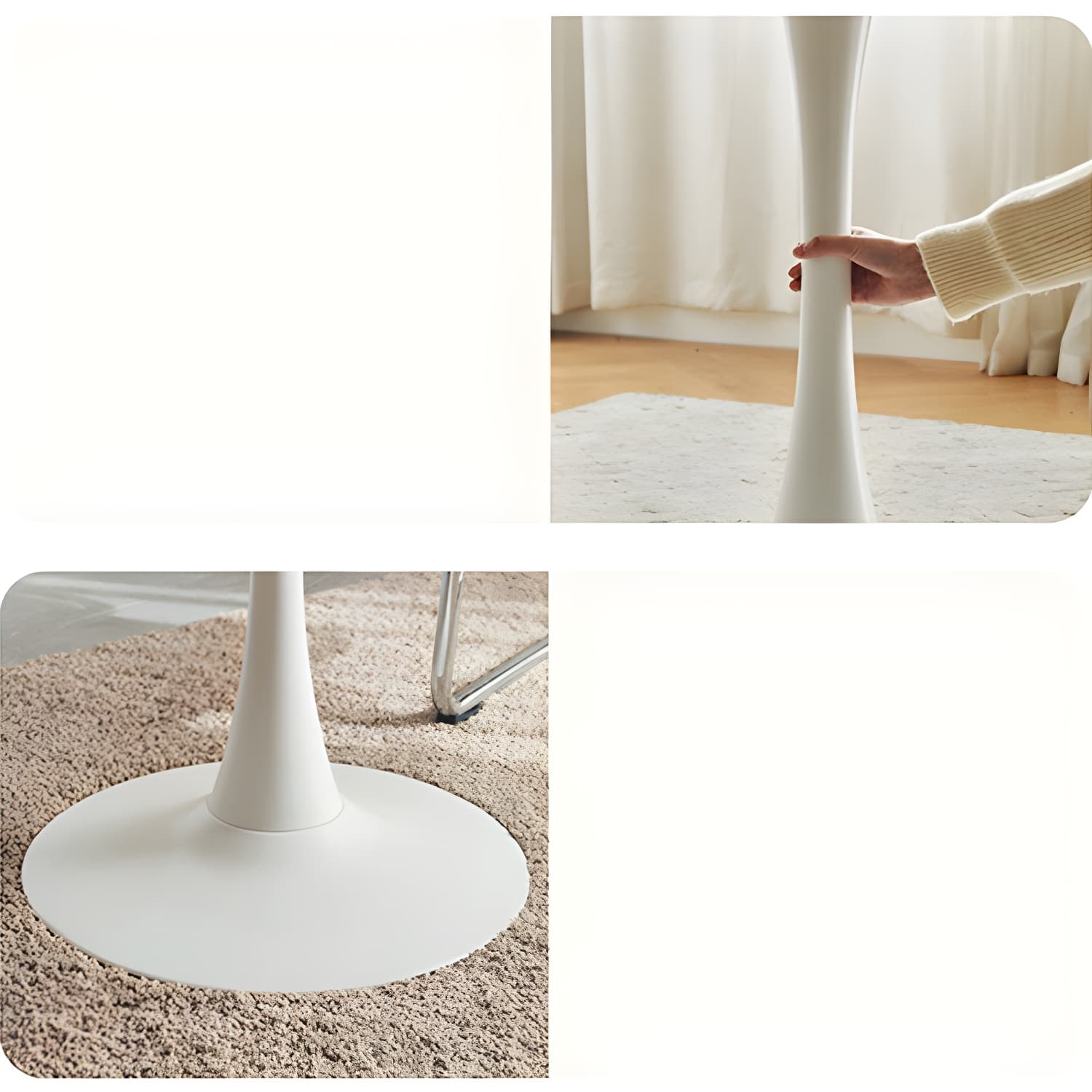 White Round Wood Dining Table with Steel Tulip Base, Modern Design thumbnail 8