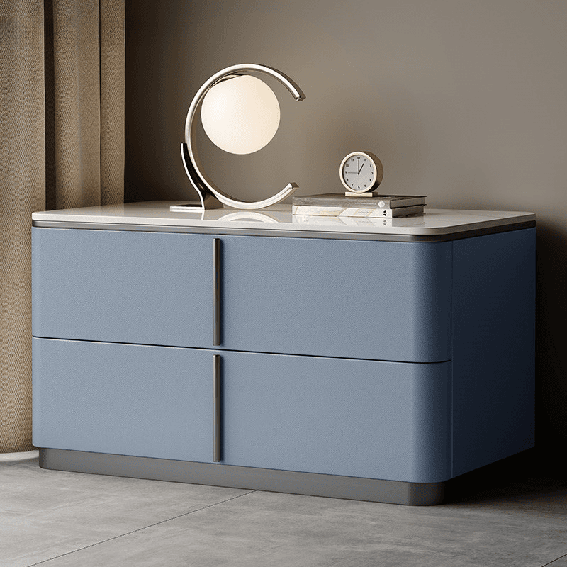 Modish Drawer Storage Bedside Table with 2 Drawers and Sintered Stone Countertop thumbnail 7