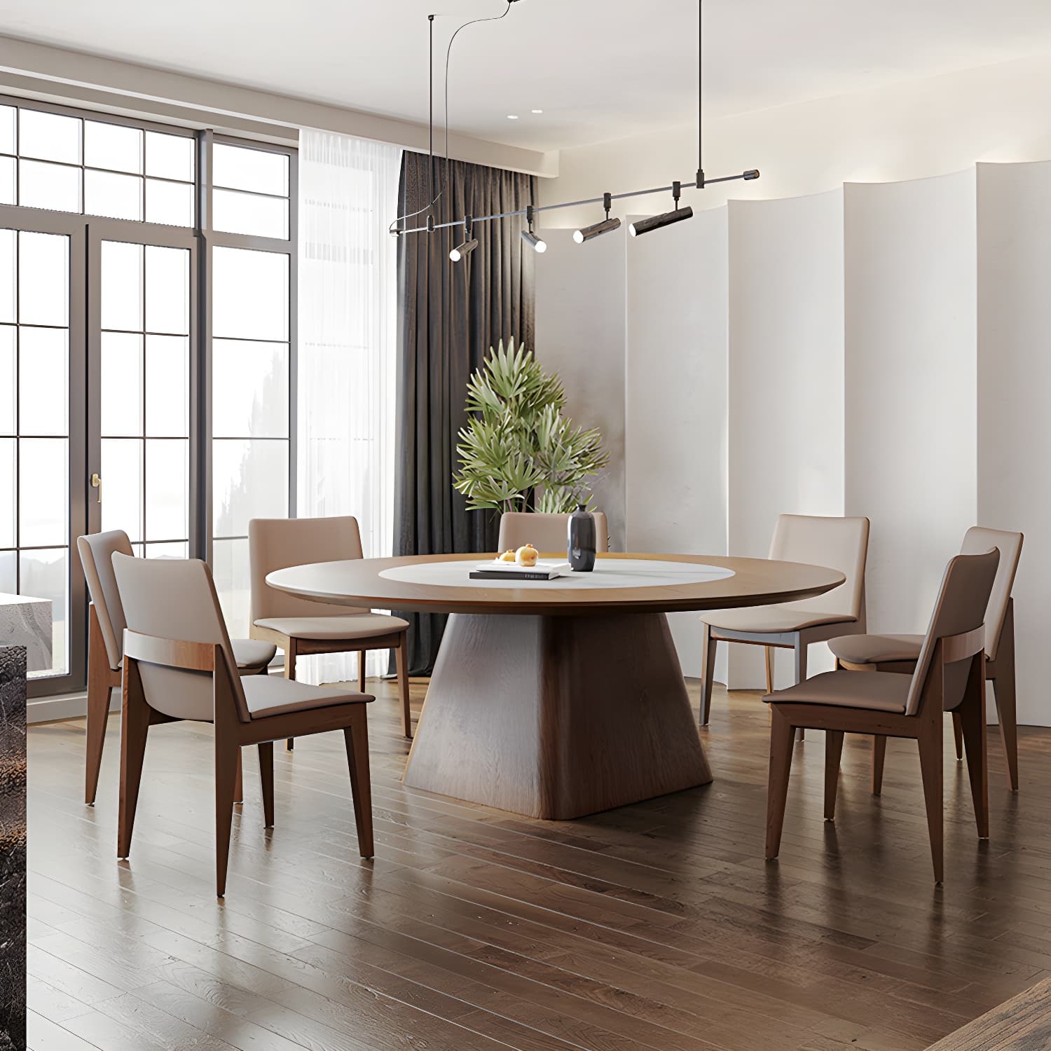Contemporary Sintered Stone Table Round Table Set 1/6/8/9/12 Pieces Dining Set thumbnail 10