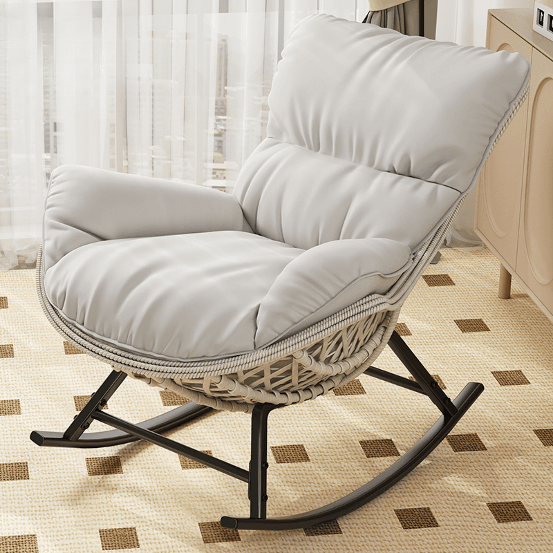 Simple Upholstered Rocking Seat with Scratch-tolerant Padded Design and Ottoman thumbnail 7