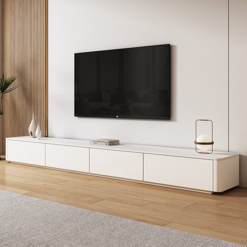 Ivory Rectangular Wall-supported TV Stand with 6 Drawers/5 Drawers thumbnail 1