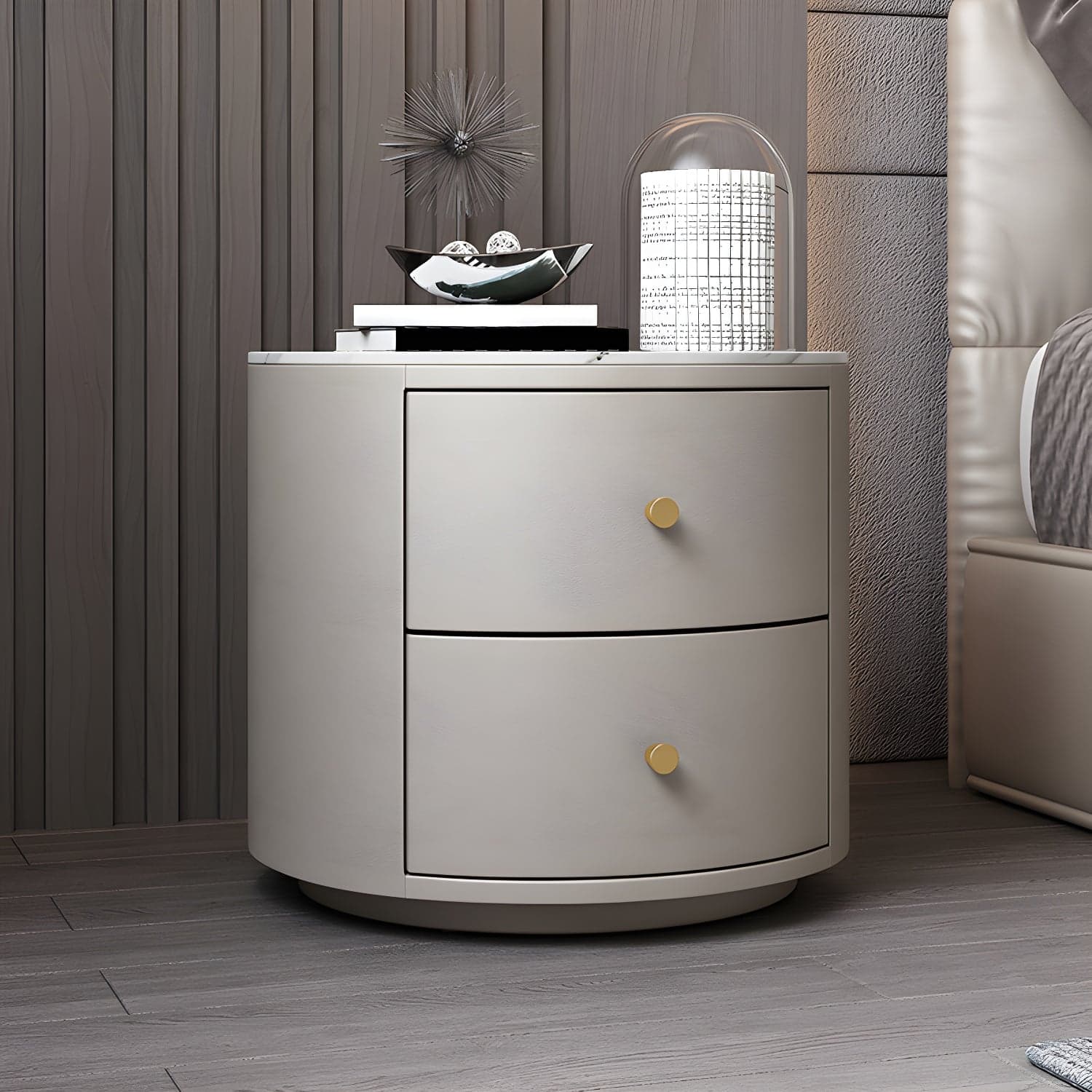 Modern Faux Leather Nightstand Table Solid Wood Drawer Storage Bed Nightstand thumbnail 2
