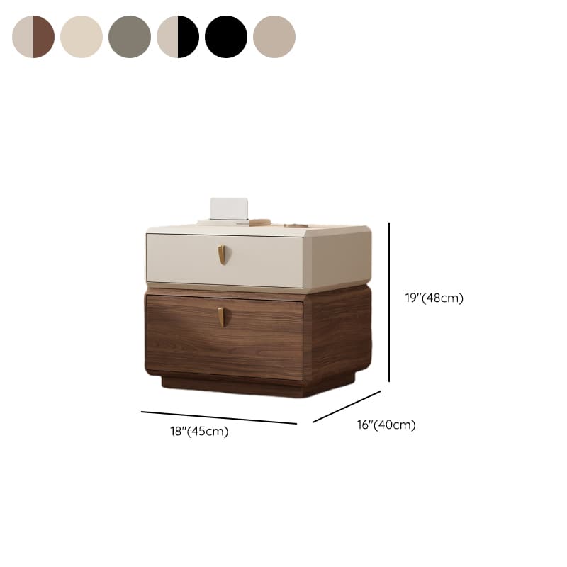 Organic Modern 2 Tiers Nightstand With Drawer Organization in Pleather thumbnail 16