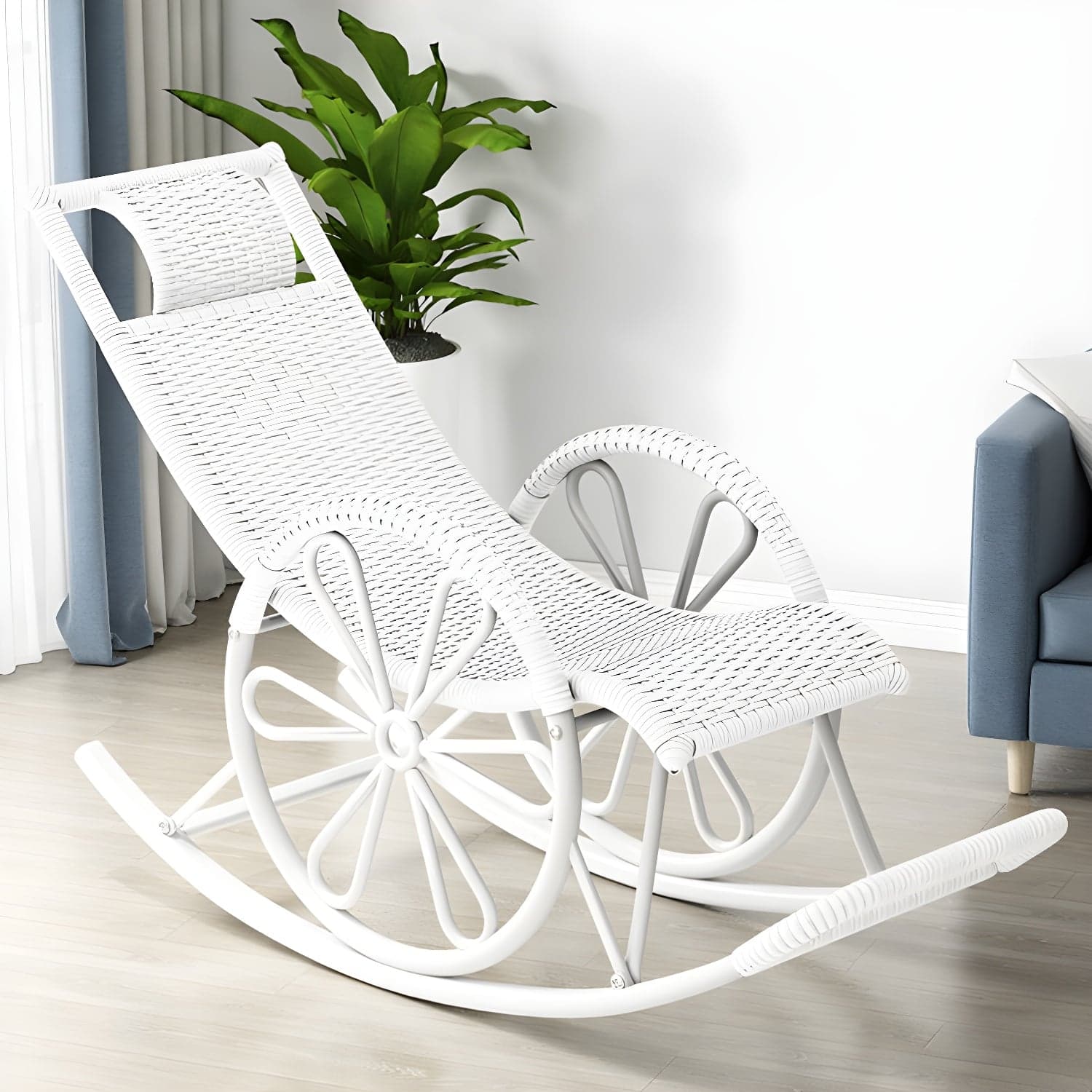 Modern Rattan Rocking Chair Woven Rope Rocker Chair for Drawing Room thumbnail 10