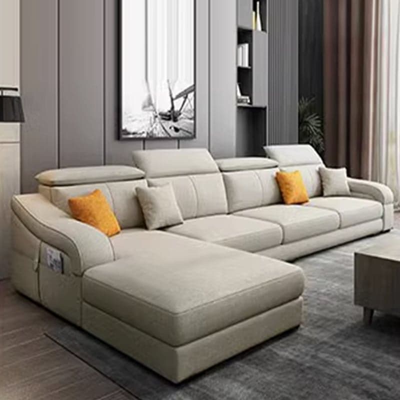 L-Shape Left Sofa Chaise for 5-seater with Sloped Arms in a Trendy Style thumbnail 1