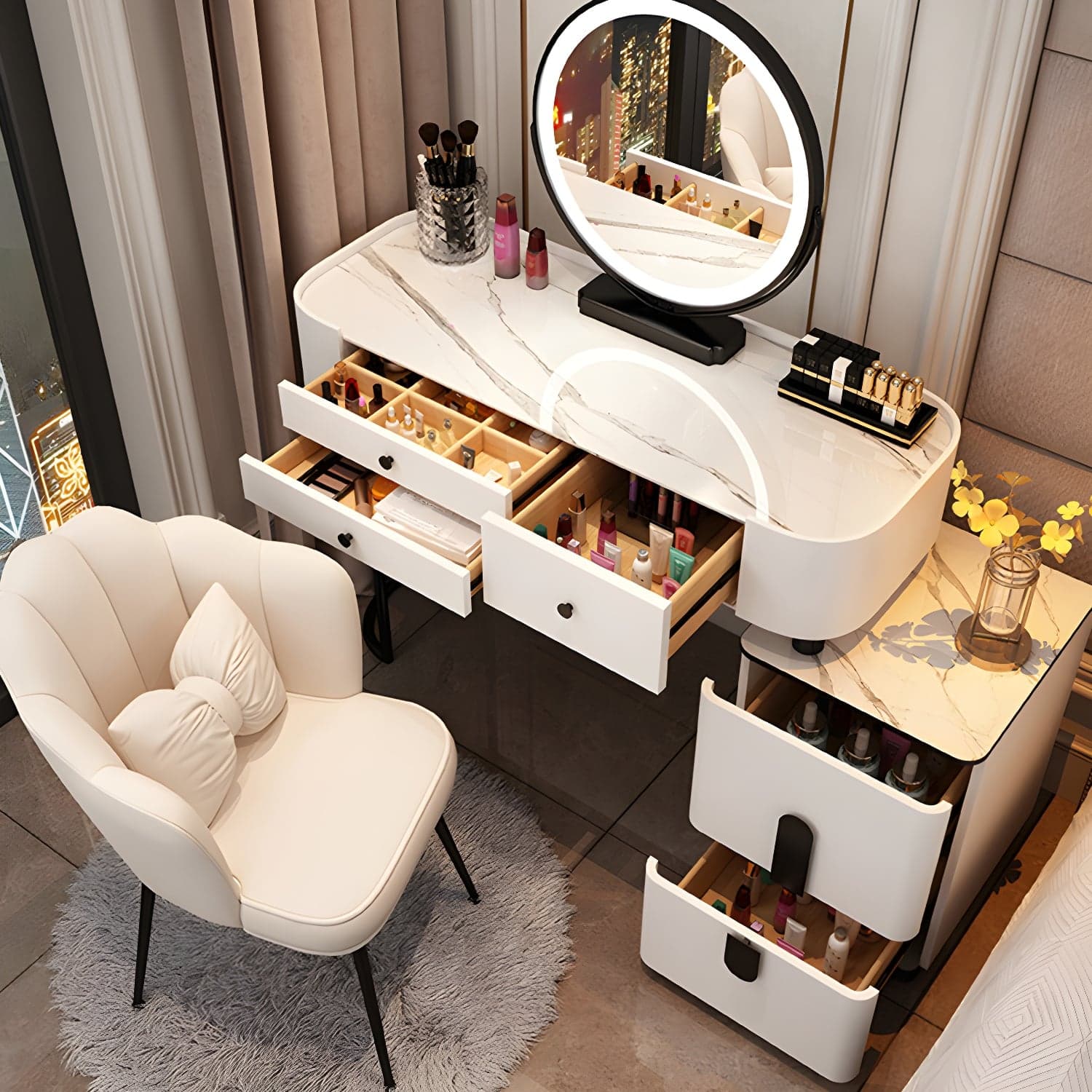 Contemporary Wood Make-up Vanity 15.75" Wide Make-up Vanity with Drawers thumbnail 7