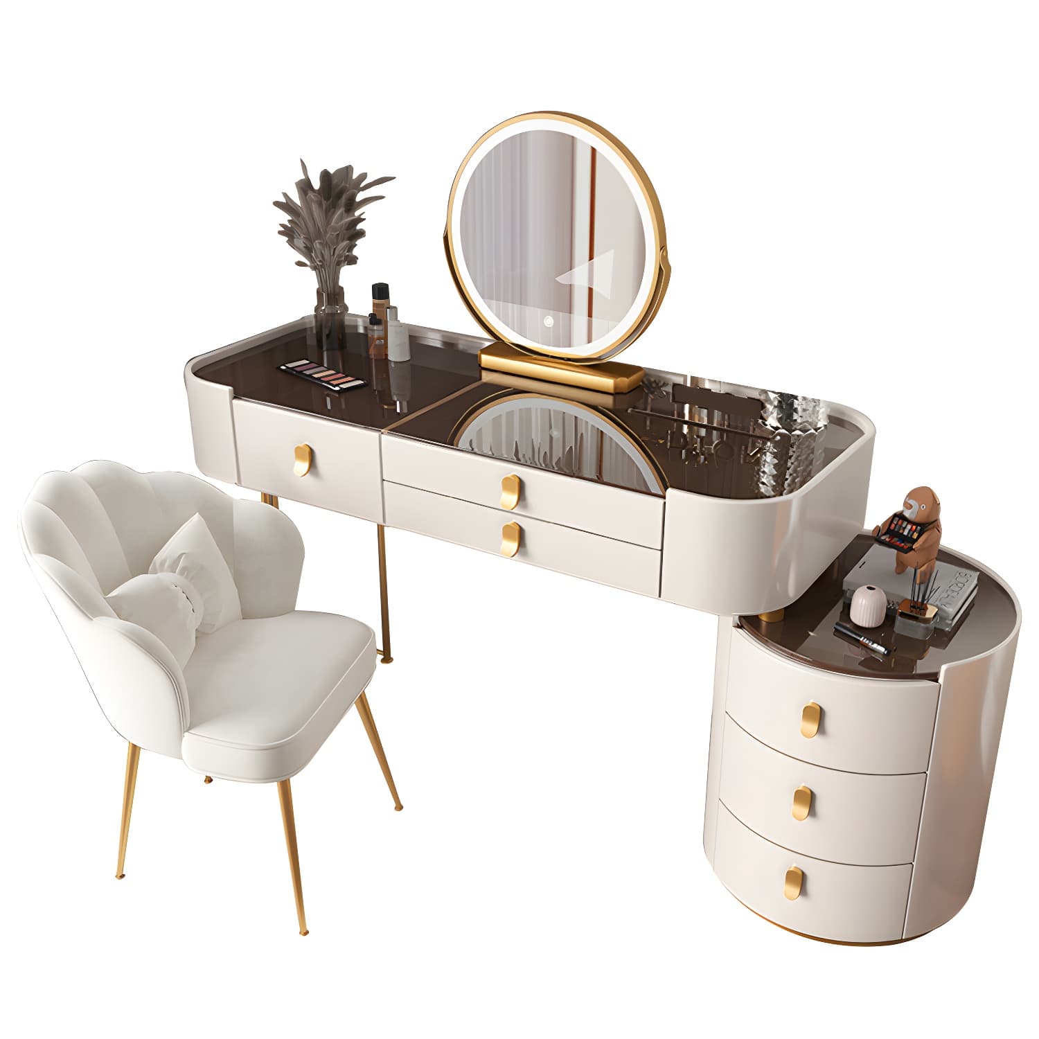 Glass/Stone Dresser Modern Make-up Vanity with 5/6 Storage Drawers thumbnail 17