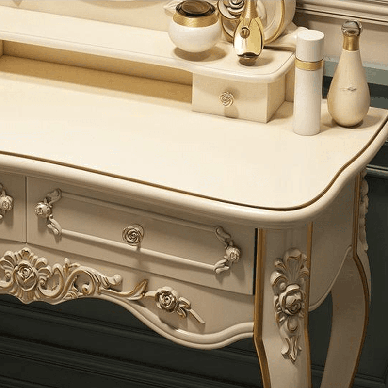 Standard/Small/Large Retro Cream Timber Vanity Set with Chair & Standing Mirror thumbnail 7