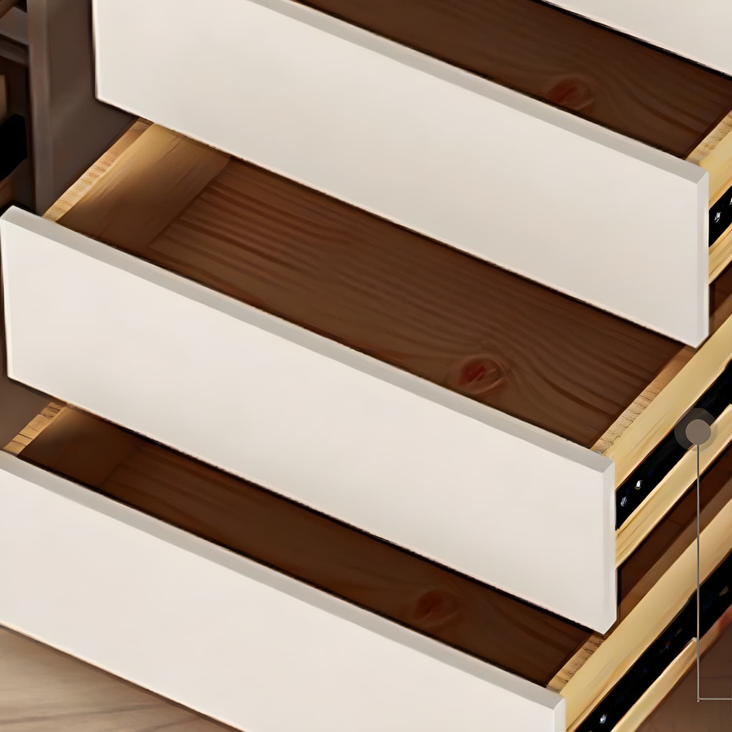 Narrow Modern White Wood Dresser with Soft Close Drawers for Living Room thumbnail 6