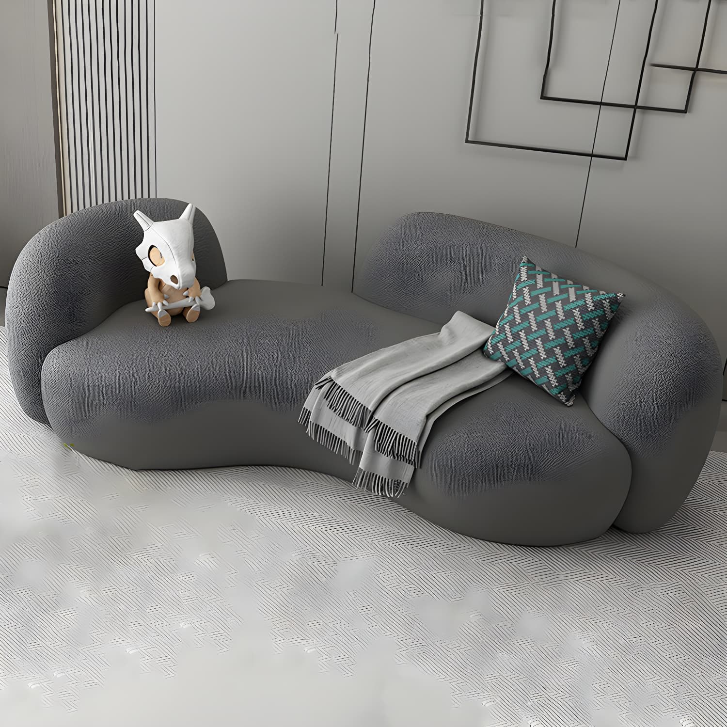 Modern Style Sofa with Curved Back and Padded Sponge Seat Sofa thumbnail 12