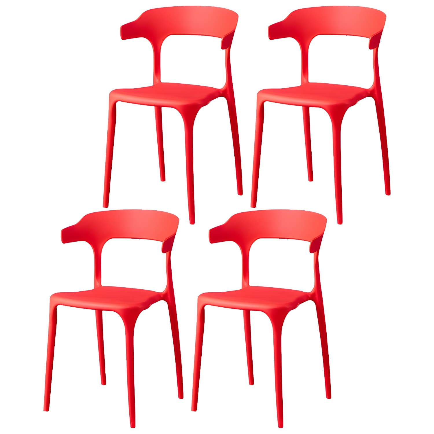 Glam Plastic Side Chair Matte Finish Open Back Dining Chair for Dinning Room thumbnail 11