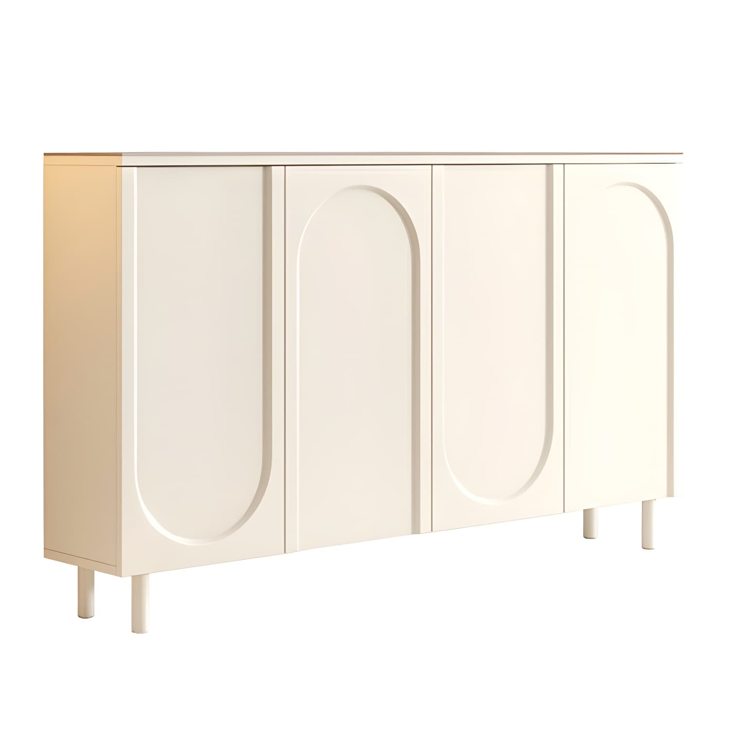 Scandinavian Wood Sideboard Cabinet with Stone Countertop, Adjustable Shelves - image 13
