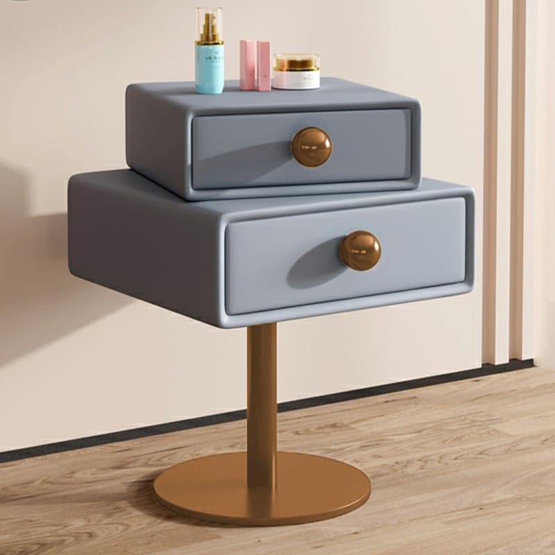 Modern Faux Leather Drawer Storage Nightstand in Narrow for Bedroom thumbnail 2