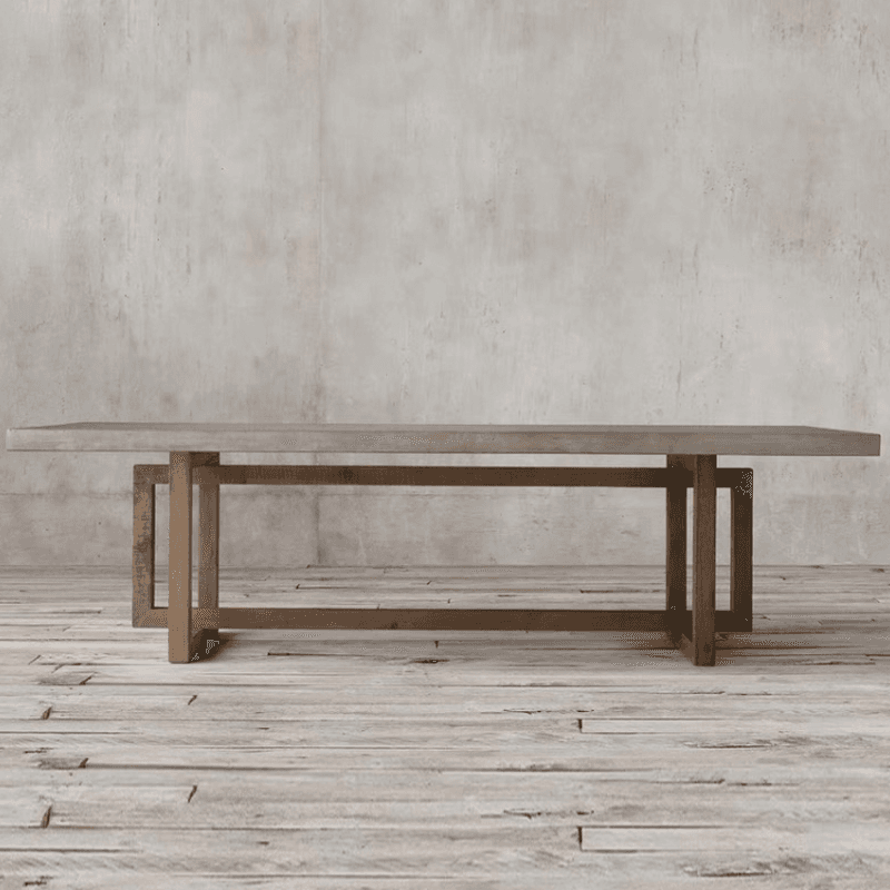 Rectangular Standard Table Height Fixed Dining Table in Wood Scoring for 8/for 6/4 People with a Wooden Tabletop in a Trendy Style thumbnail 1
