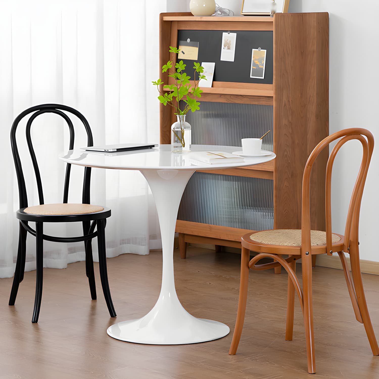 Modern Solid Beech Wood Chairs Kitchen Dining Windsor Back Side Chair Set thumbnail 18