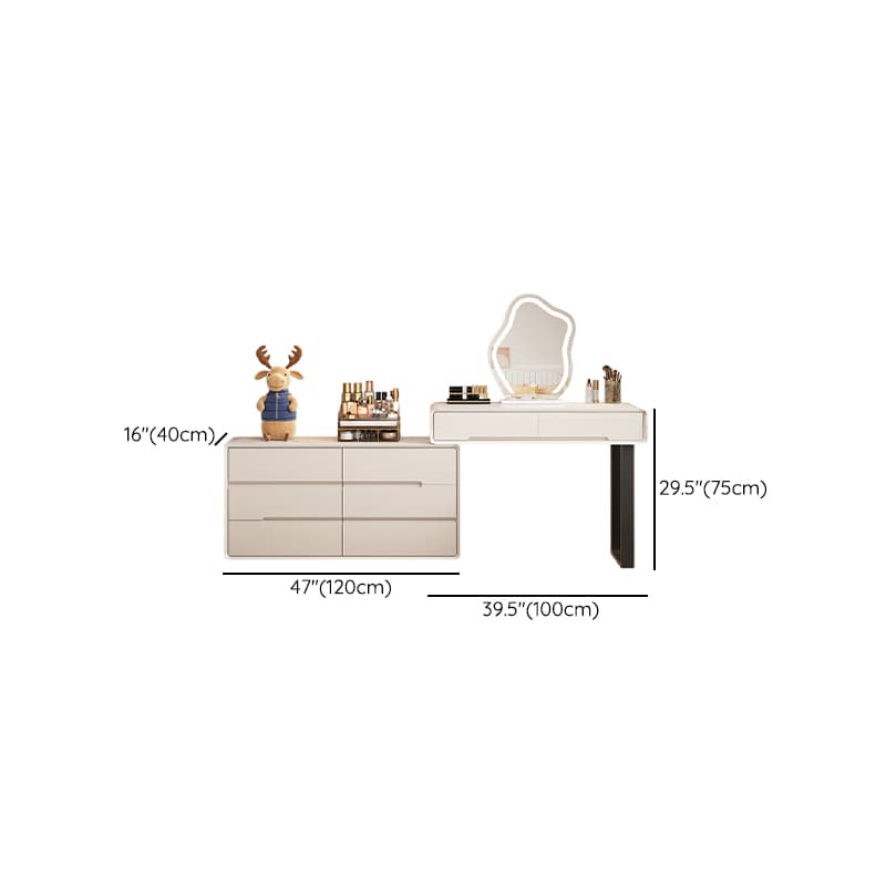 Large/Standard Stone Vanity Set with White Upholstered Chair, 5/8 Drawers, Mirror Lights, and Lighting thumbnail 8