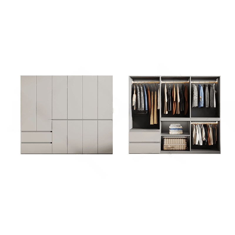 Cream Trendy Reclaimed Wood Wardrobe Armoire with Soft Close Drawer, Soft Close Door, Interior Shelves, and Clothing Rod thumbnail 23