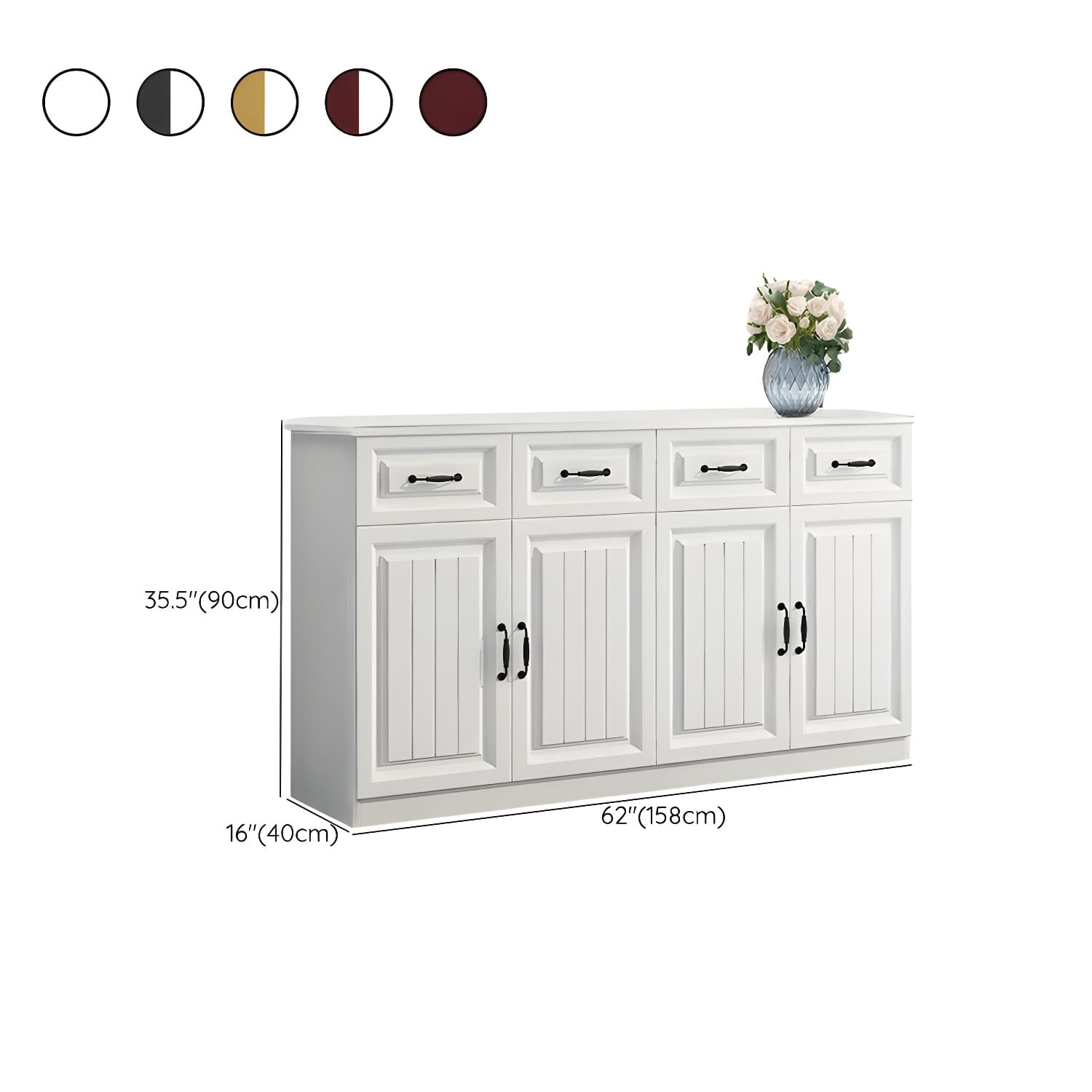 White Buffets & Sideboards with Cabinets and Drawers for Dining Room - image 18