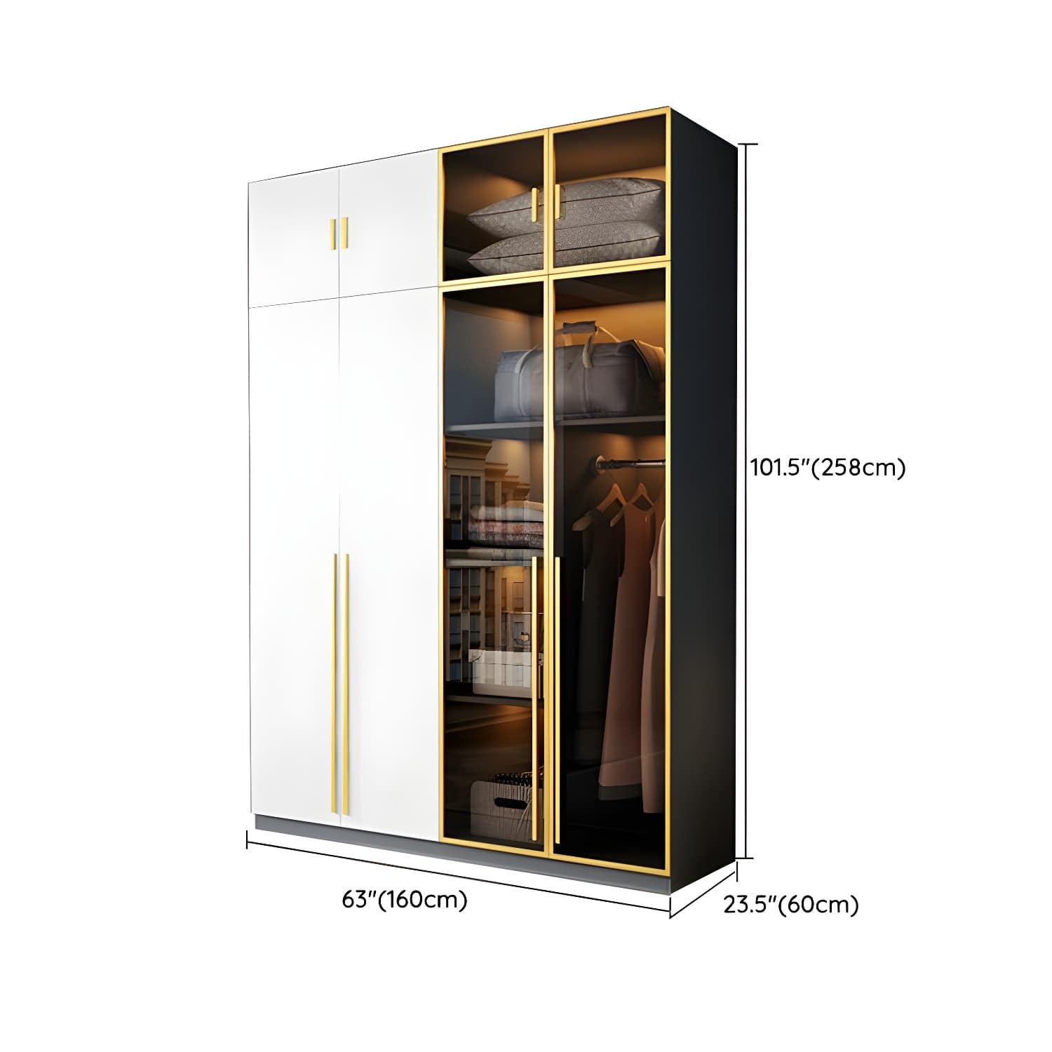Contemporary Color Block Glass Doors Combination Armoire with Shelves Storage thumbnail 20