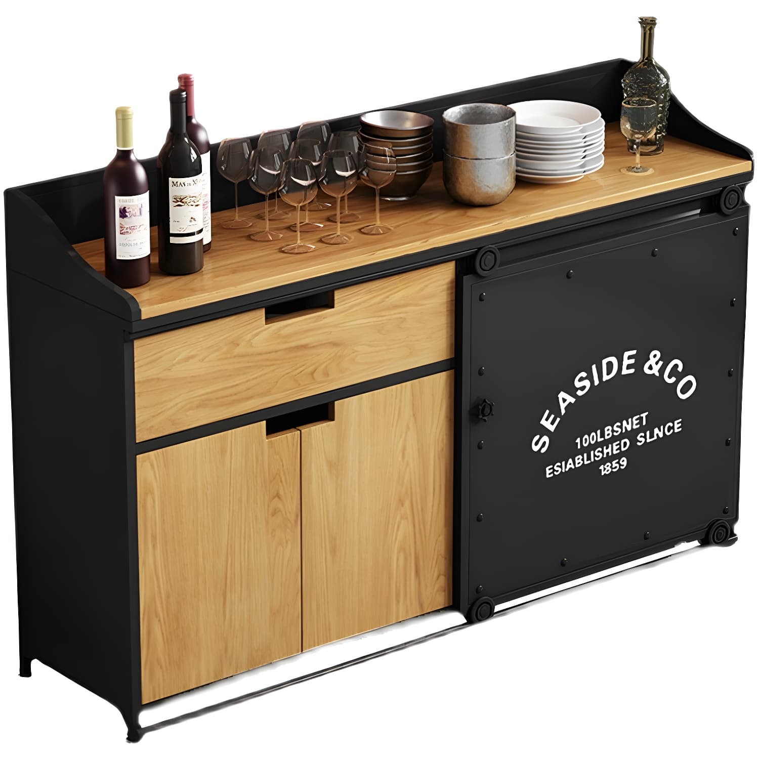 Modern Style Side Board Metal Sideboard with Sliding Door for Kitchen - image 9