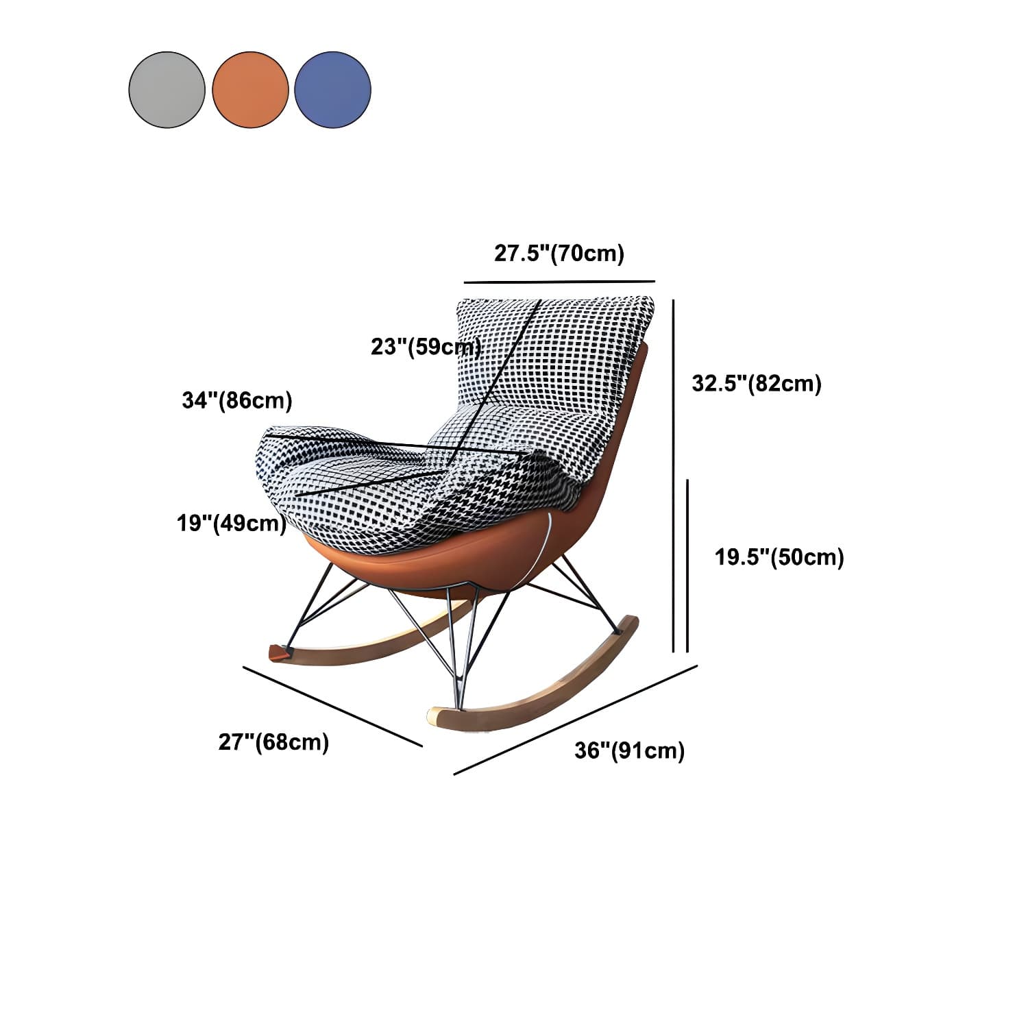 Contemporary Rocking Chair Solid Wood Rocker Chair with Removable Cushions thumbnail 22