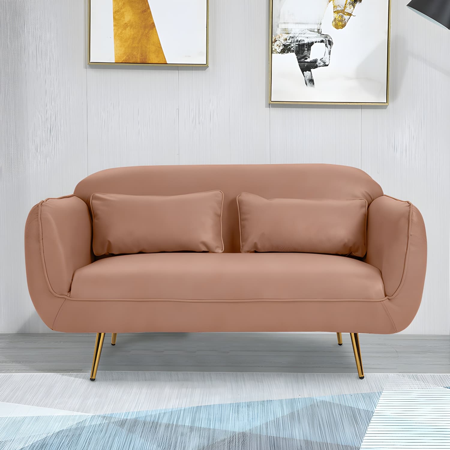 Glam Tight Back Loveseat with Flared Arm and Extra Pillows for Home and Apartment thumbnail 17