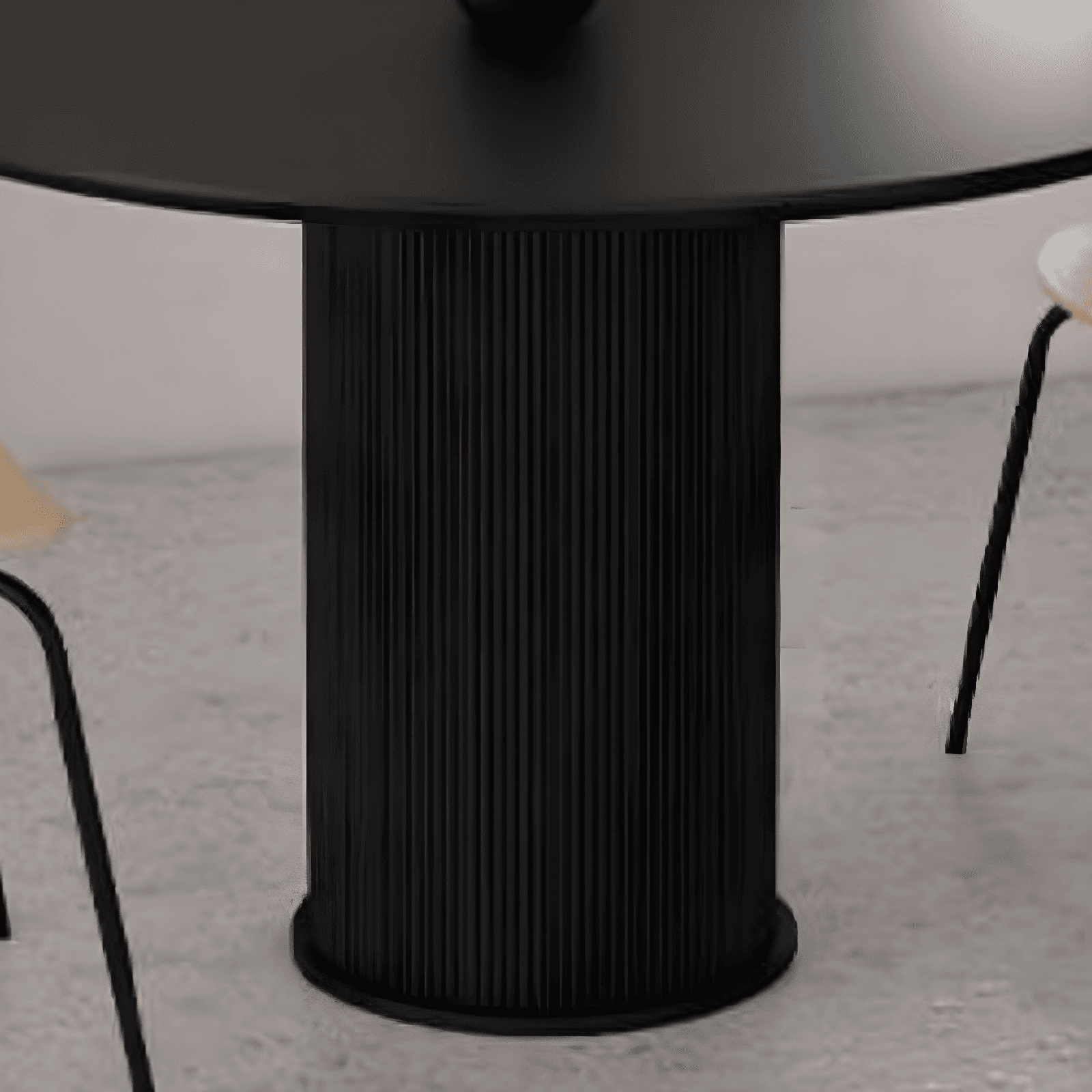Minimalist Sintered Stone Rounded Fixed Dining Table with Single Ribbed Leg for 2 People/for 4 thumbnail 6