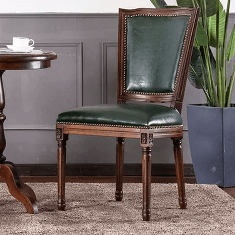 Traditional Antiqued Wood Sturdy Nailhead Trim King Louis Arm Chair/Armless Chair with Outlined and Foot Pads thumbnail 3