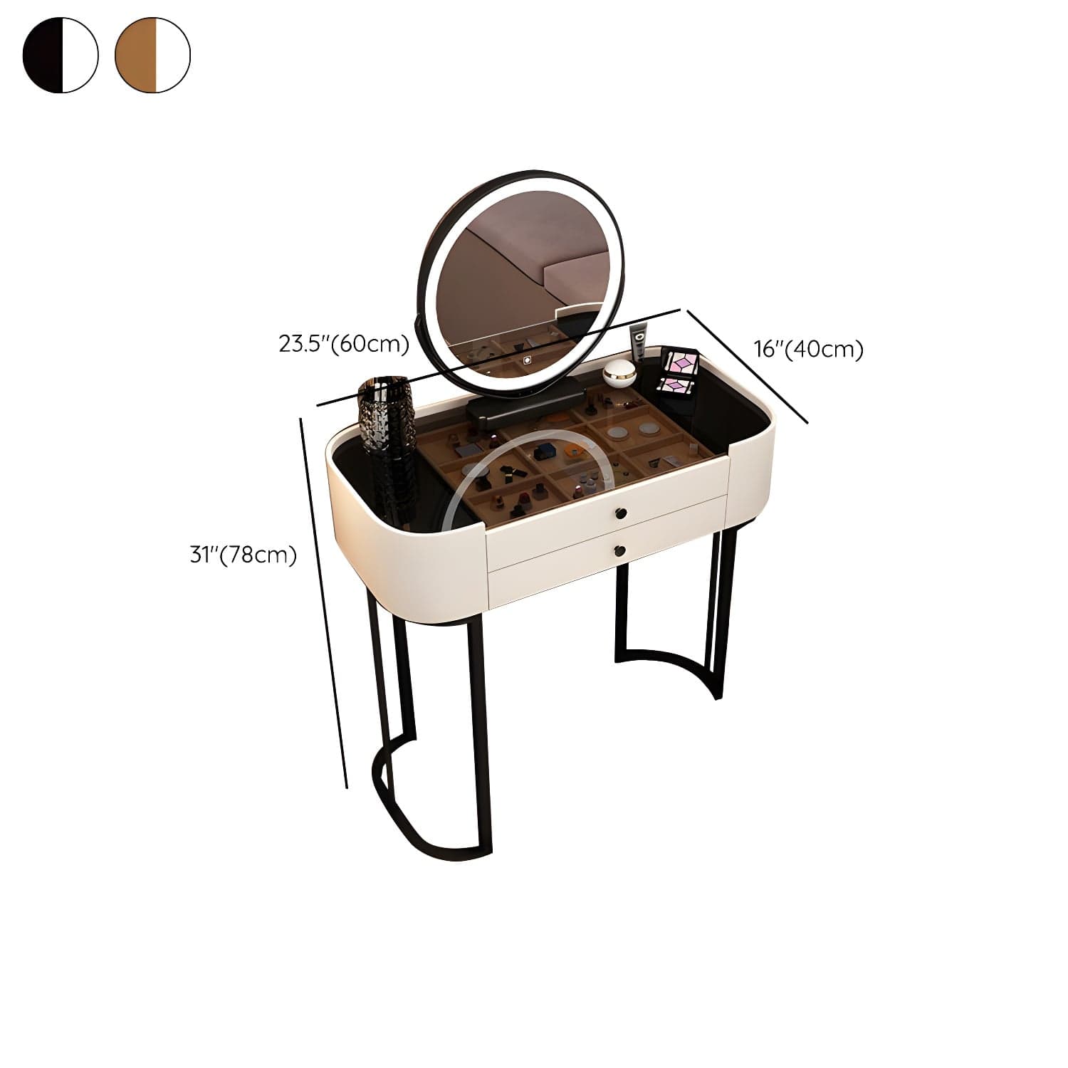 Glam Glass Vanity Dressing Table Bedroom Make-up Vanity with Drawer thumbnail 16