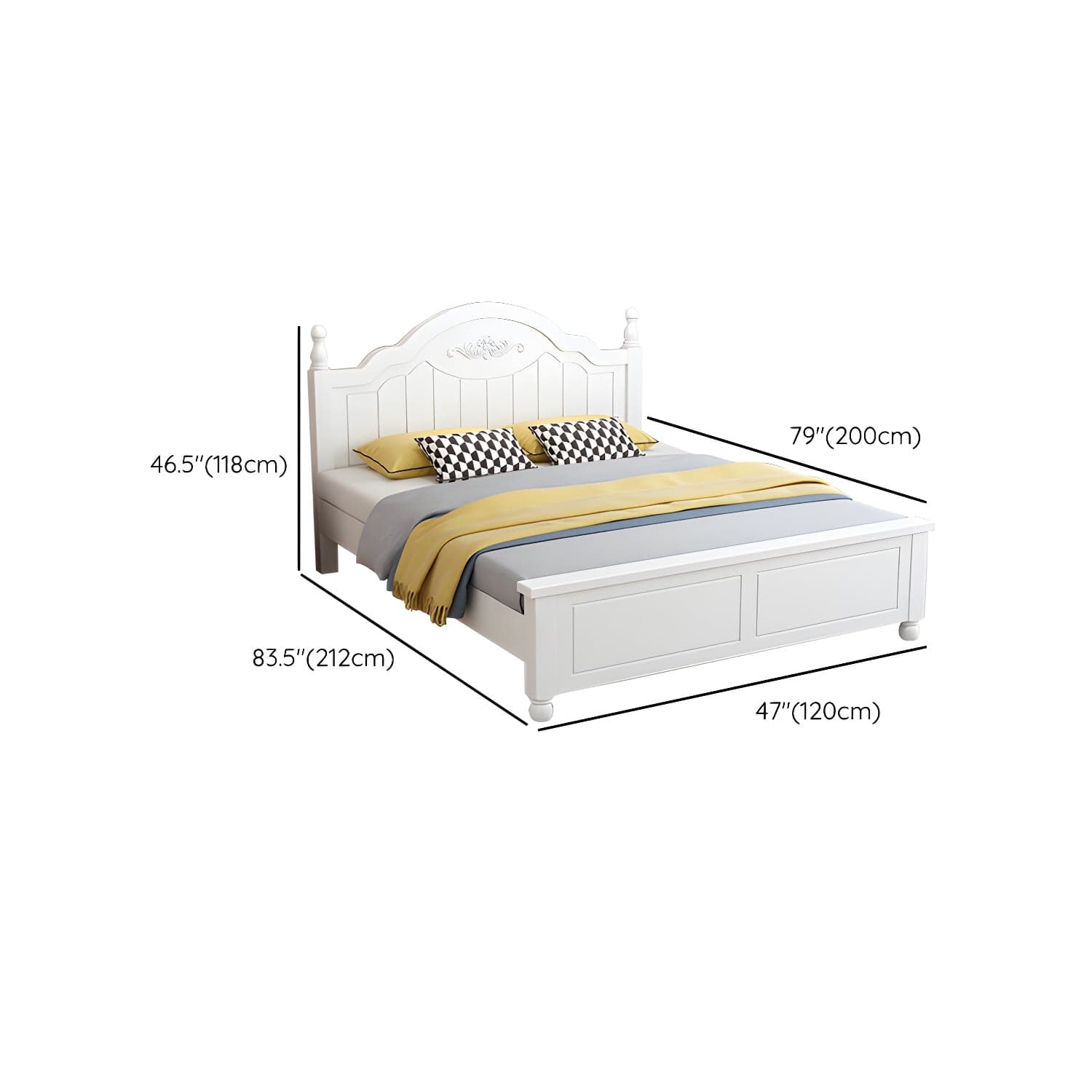 Modern Solid Color Wooden Freestanding Bed Frame with Headboard thumbnail 10