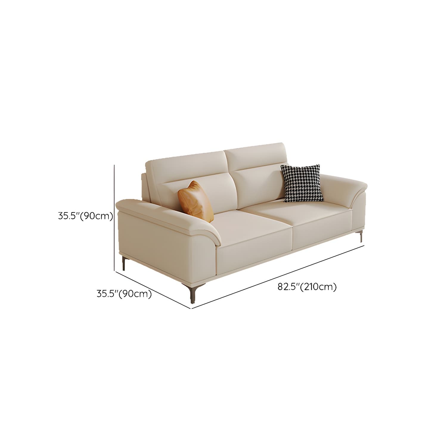 Modern Beige Faux Leather Sofa with Ottoman Included - Pillow Top Arm and Cushion Back thumbnail 10