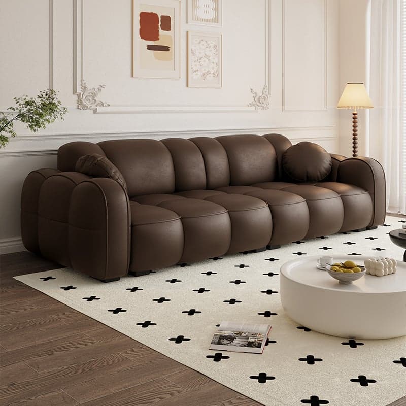 Modern Solid Color Tear Resistant Standard Sofa in Dark Grey/Light Brown/Ivory, 4-seater/3-seater with 2 Pillows thumbnail 3
