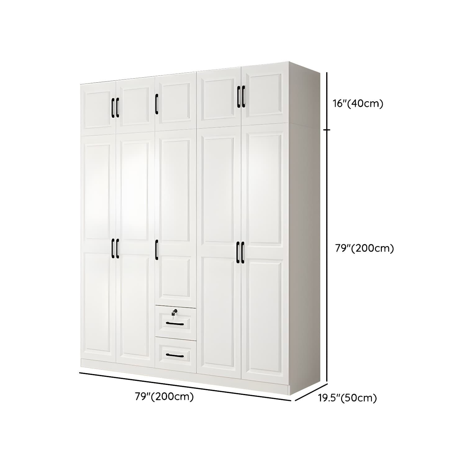 Wood White Modern Wardrobe Armoire with Drawers, Shelves, and Clothing Rod thumbnail 24