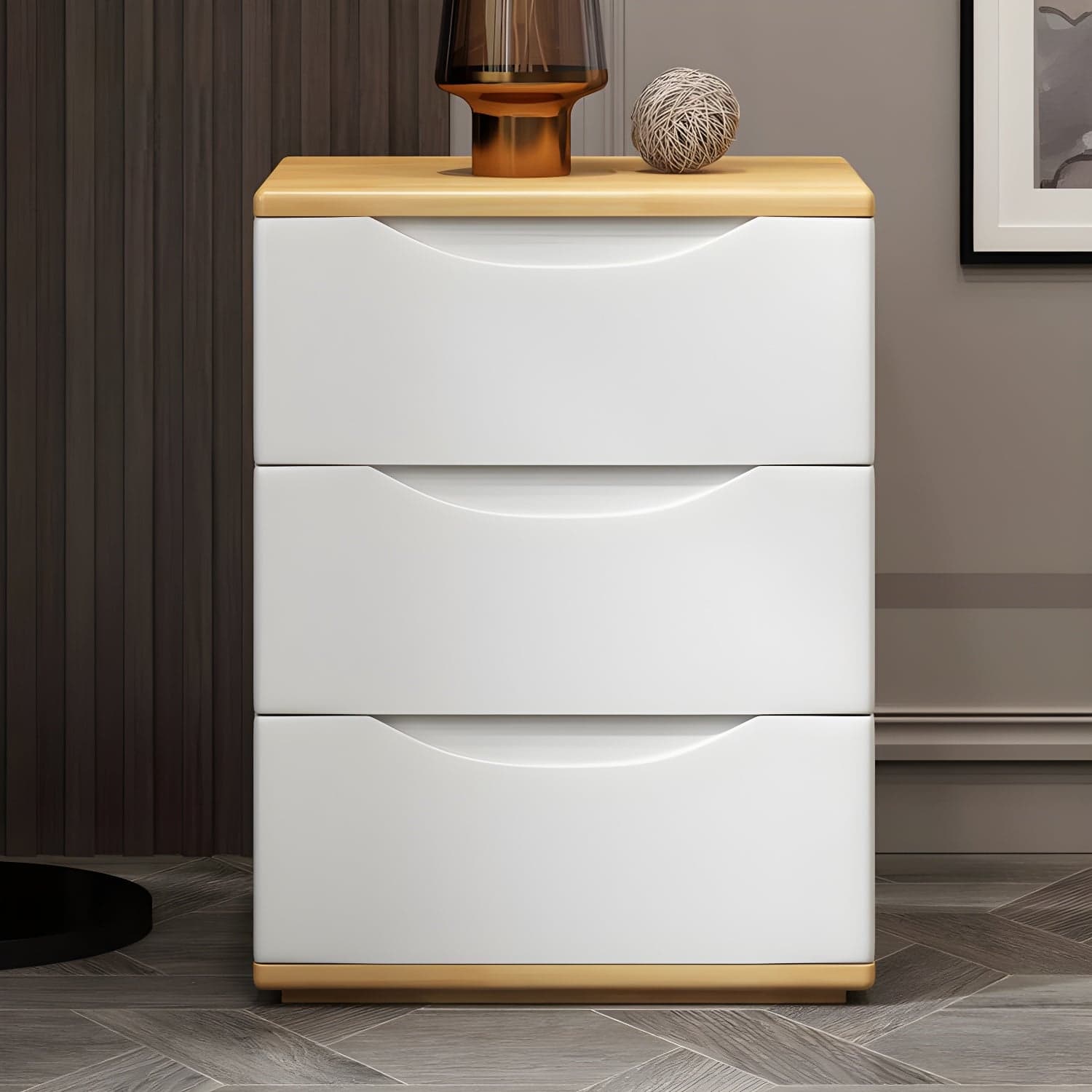 3 Drawers Contemporary Accent Table Nightstand Antique Finish Nightstand thumbnail 5