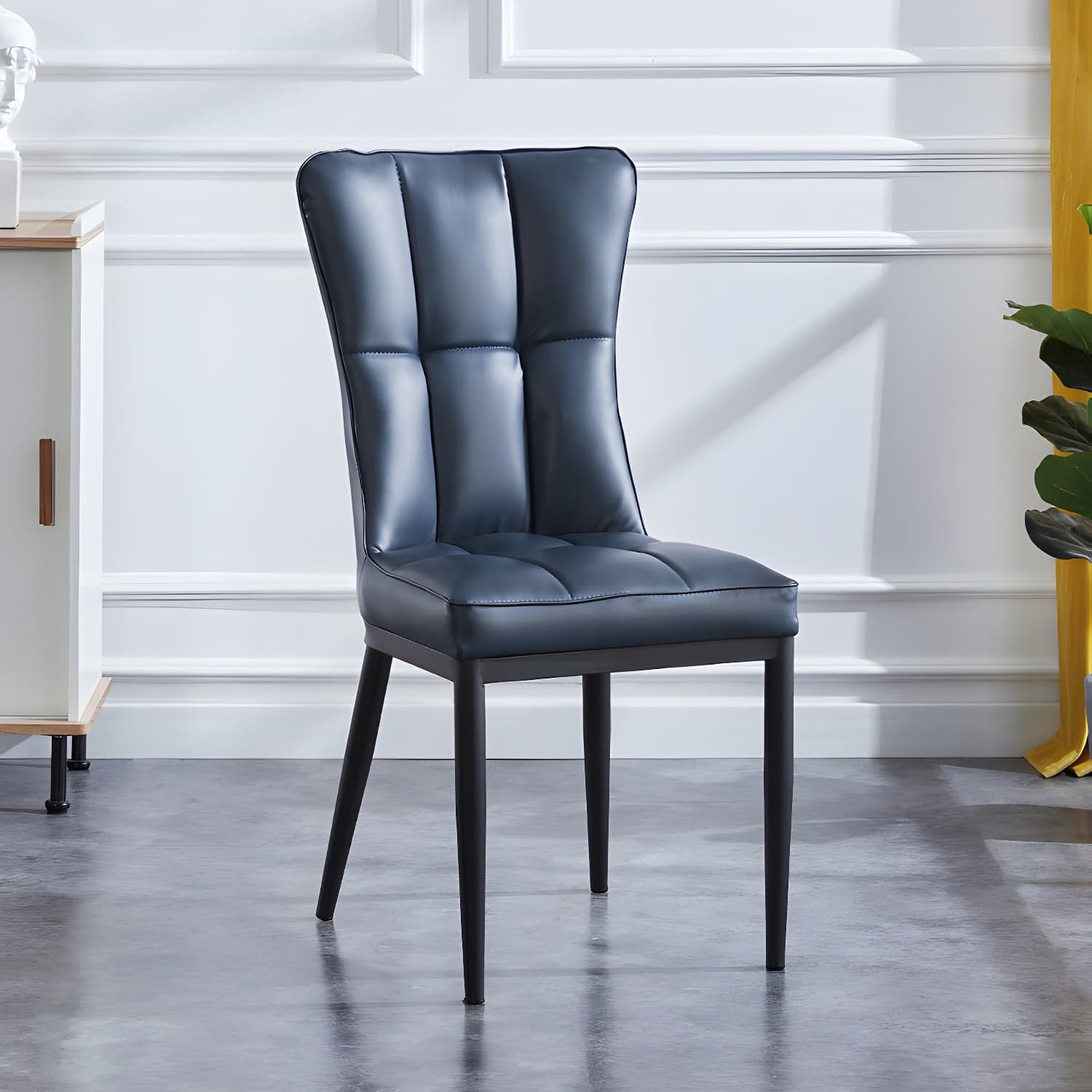 Upholstered Armless Dining Chairs Solid Back Side Chairs with Metal Legs thumbnail 3