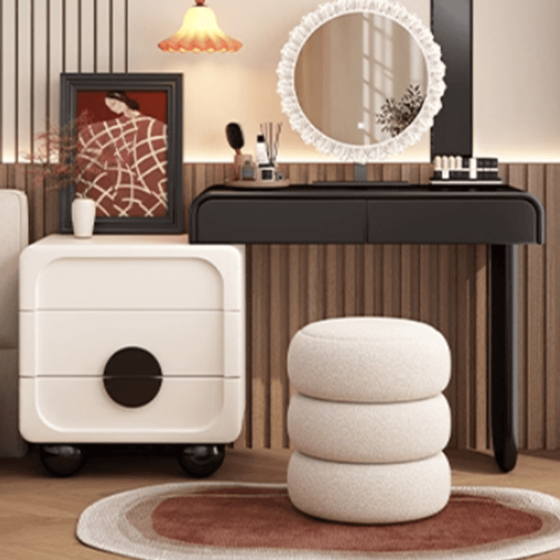 Large/Standard Vanity Set in White with 5 Drawers, Mirror Lights, Seat, Lighting, and Scalable Design thumbnail 1