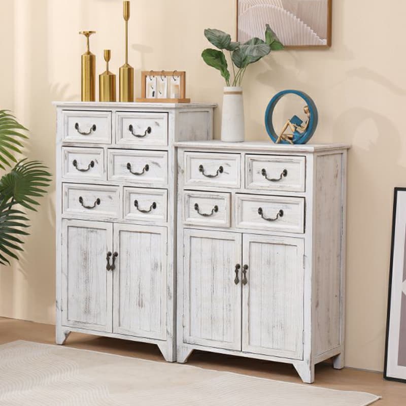 Coastal Style Storage Chest Solid Wood Countertop with Drawers and Doors thumbnail 16