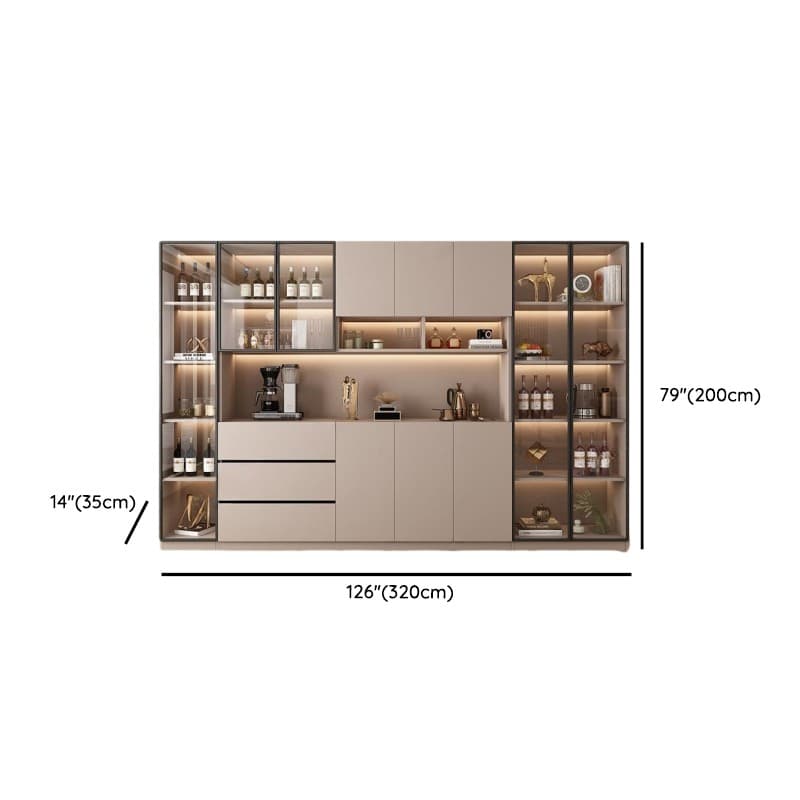 Wide/Standard/Narrow Modern Timber 3 Drawers 2 Shelves/3 Shelves/1 Shelf Glass Doors Pantry Hutch Sideboard thumbnail 25