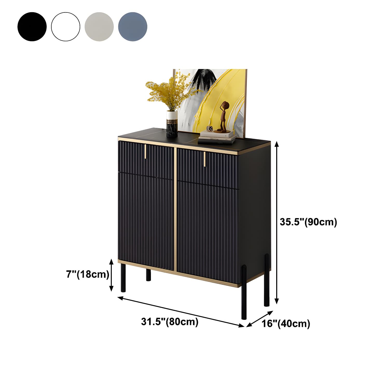 Artificial Wood Sideboard Glam Sideboard with Doors for Living Room thumbnail 14